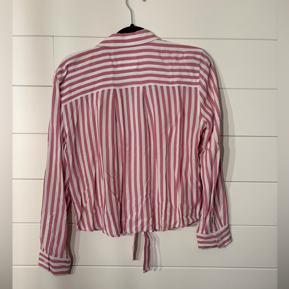 Rails Pink and White Striped Button-Up Tie Front Shirt - Picture 4 of 5